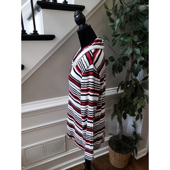 Women's Zenergy by Chico's Red & Black Striped Cowl Neck Long Sleeve Top Size L - Picture 6 of 11